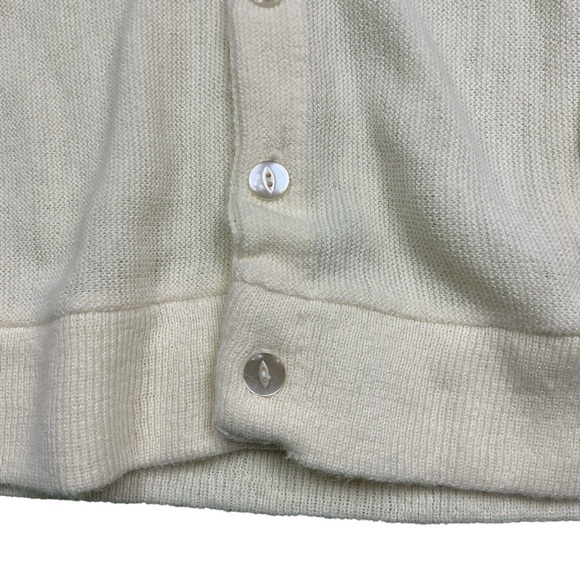 Vintage 70s/80s Challenger ivory knit button front cardigan sweater USA men’s M - Picture 5 of 5